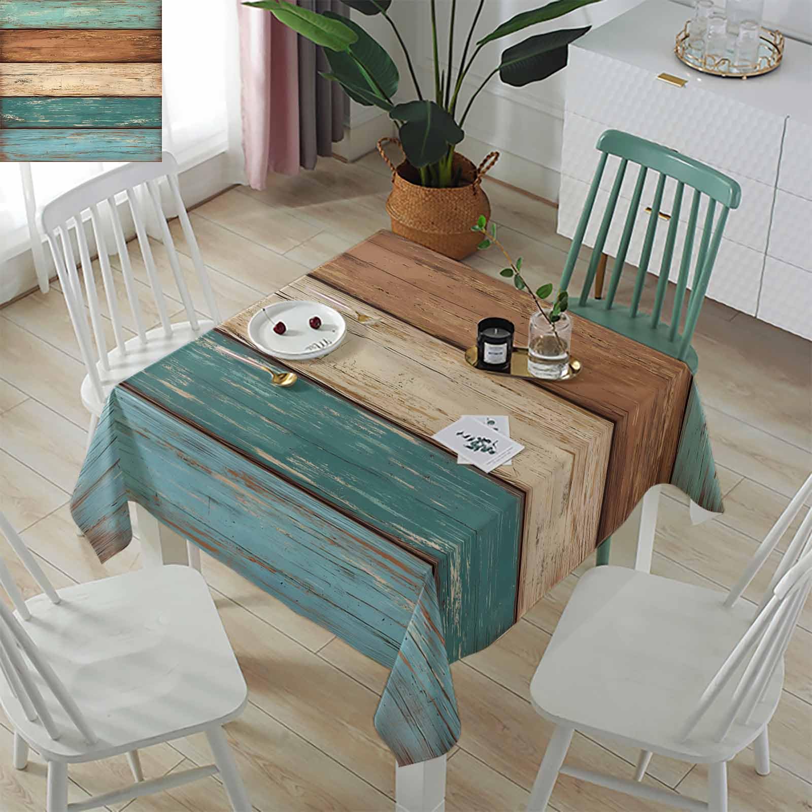 Amazon.com: Teal Rustic Tablecloth Waterproof For Square/Round